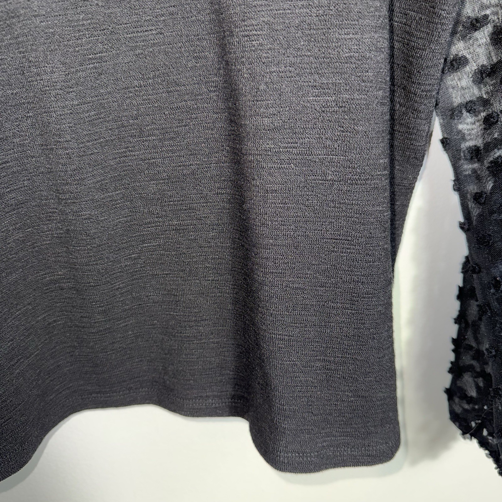 Maeve Anthropologie Pullover Blouse-Puff Semi Sheer Polka Dot Sleeves-Black-Med
