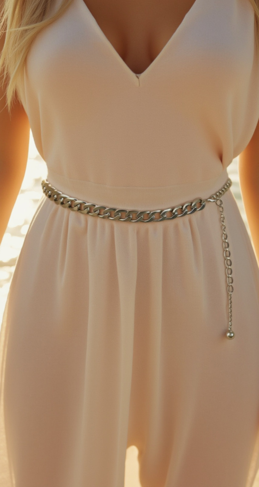 Women Silver Metal Chain Links Skinny Fashion Belt Hip High Waist Fit Size S M L