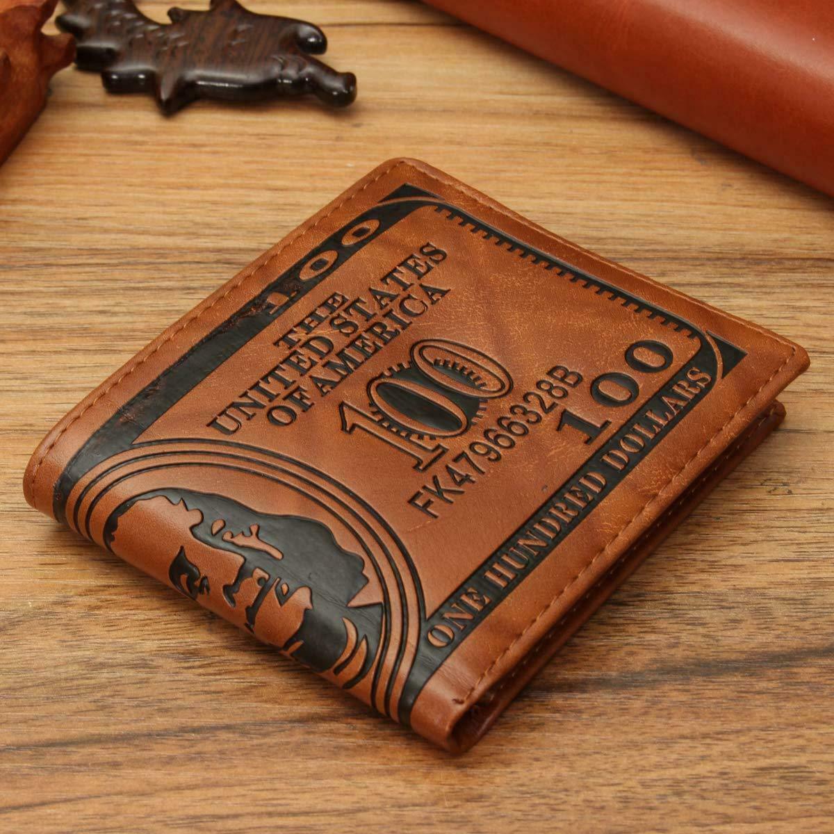 Men’s Novelty US 100 Dollar Wallet PU Leather Bill Money Billfold Card Holder US