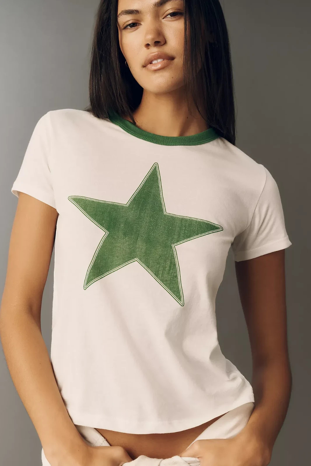 Anthropologie Letluv Star Short-Sleeve Ringer Crew-Neck Tee