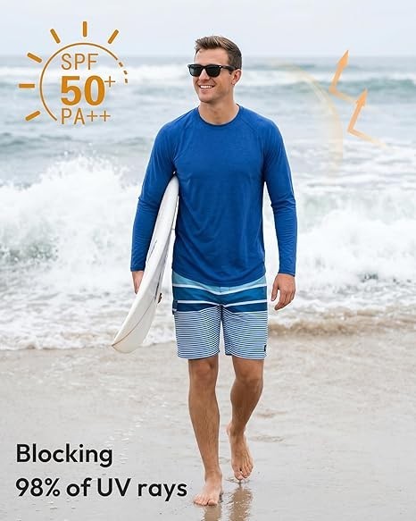 Men’s 7 Pack Long Sleeve Shirts UPF 50+ UV Sun Protection Quick Dry Size L
