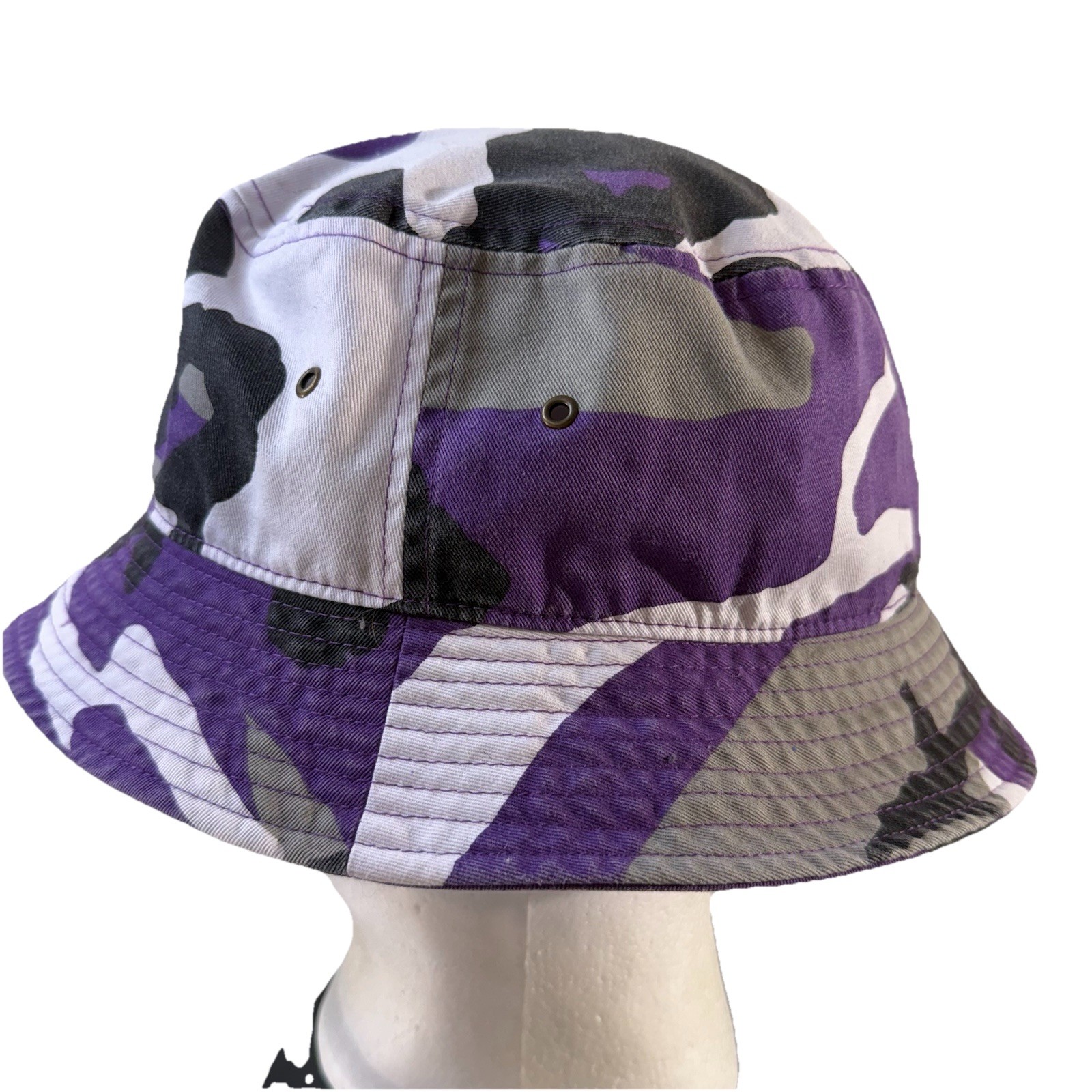Newhattan Bucket Hat Camo Purple Black White Gray Unisex L/XL Cotton/Polyester