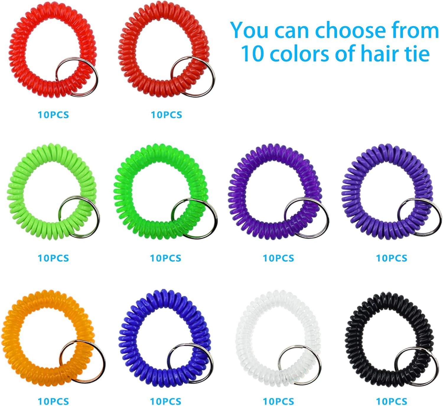 1pc Random Wristlet Keychain Stretchable Plastic Spiral Coil Bracelet Wrist
