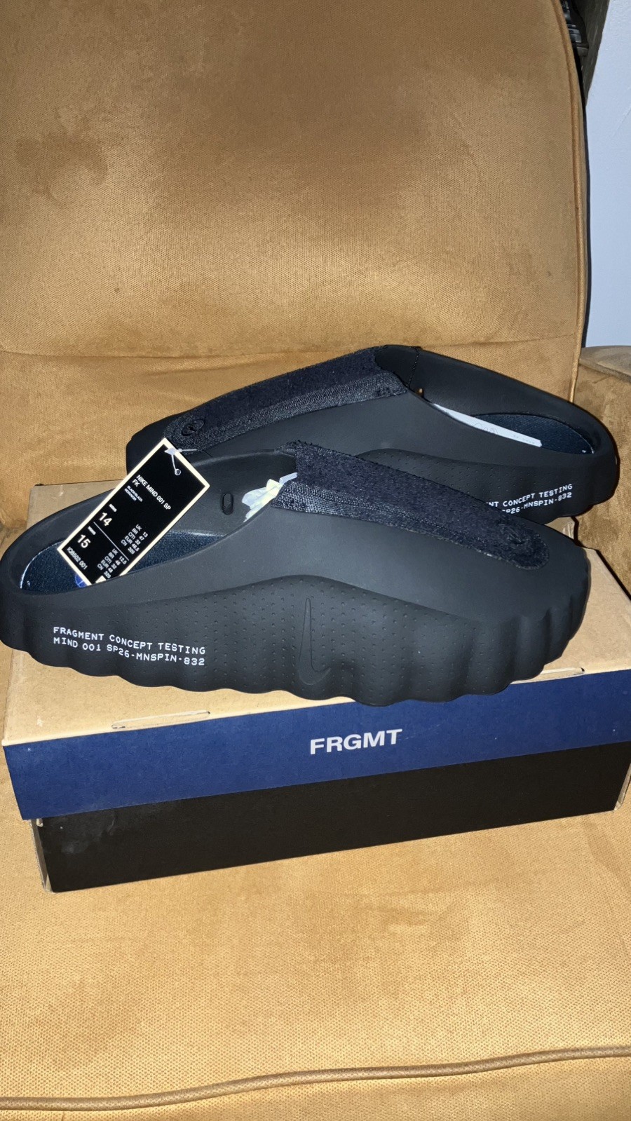 Nike Mind 001 Slide Black Fragment – Size 14 – Shipped from USA – IN HAND!!