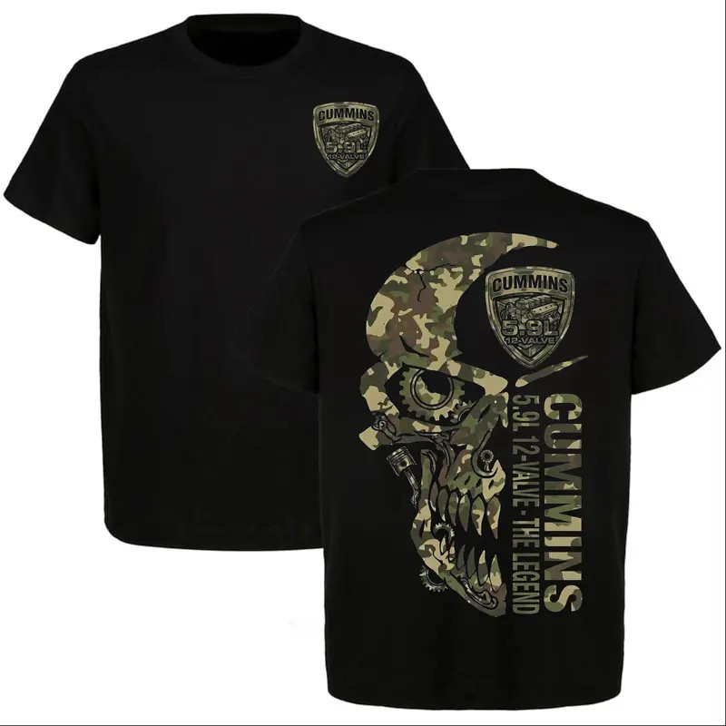 The Legend Cummins 5.9L 12-Valve Skull Camo T-Shirt, Cummins Diesel Tee, Great f