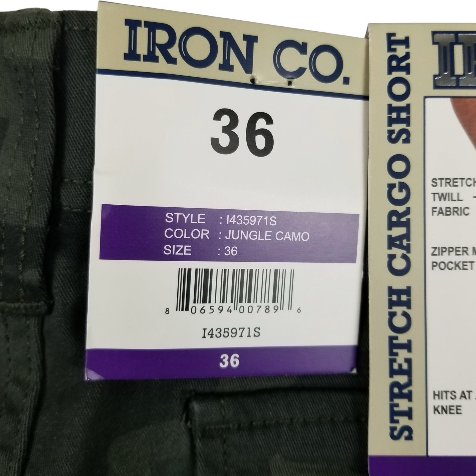 IRON Clothing Co Men’s Stretch Twill Camo 36 Multi Pocket Cargo Shorts
