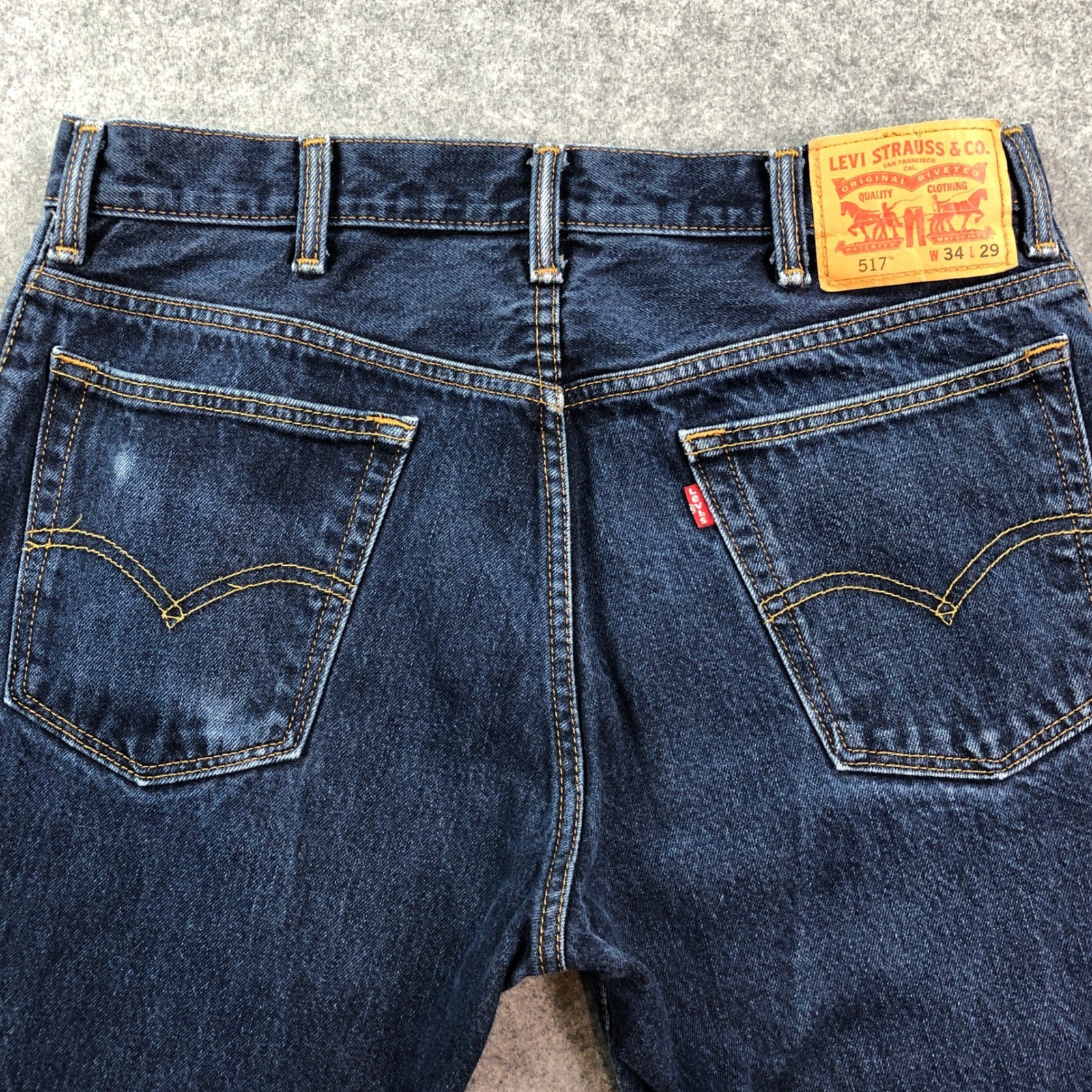 Levis 517 Mens Jeans 34×29 (fits 34×28) Bootcut Blue Dark Wash Mid Rise Denim