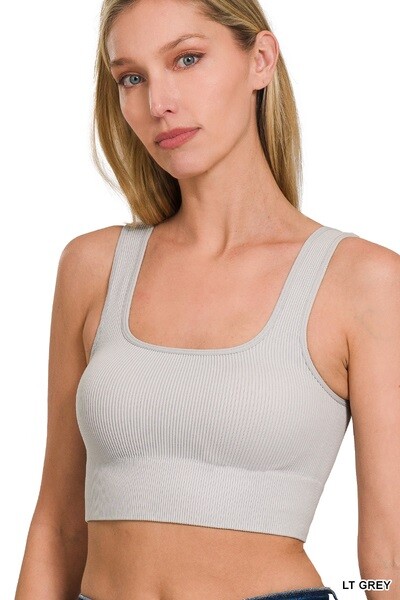 Zenana Ribbed Square Neck Bralette Brami 26 colors Crop top S – XL 32A – 40DD