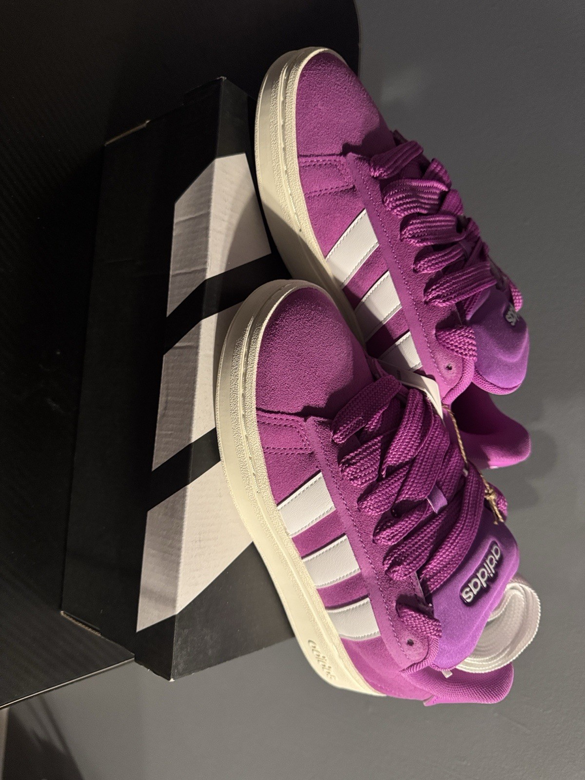 adidas Grand Court Alpha 00s Purple/White Suede Low Top Sneakers Kids US 6