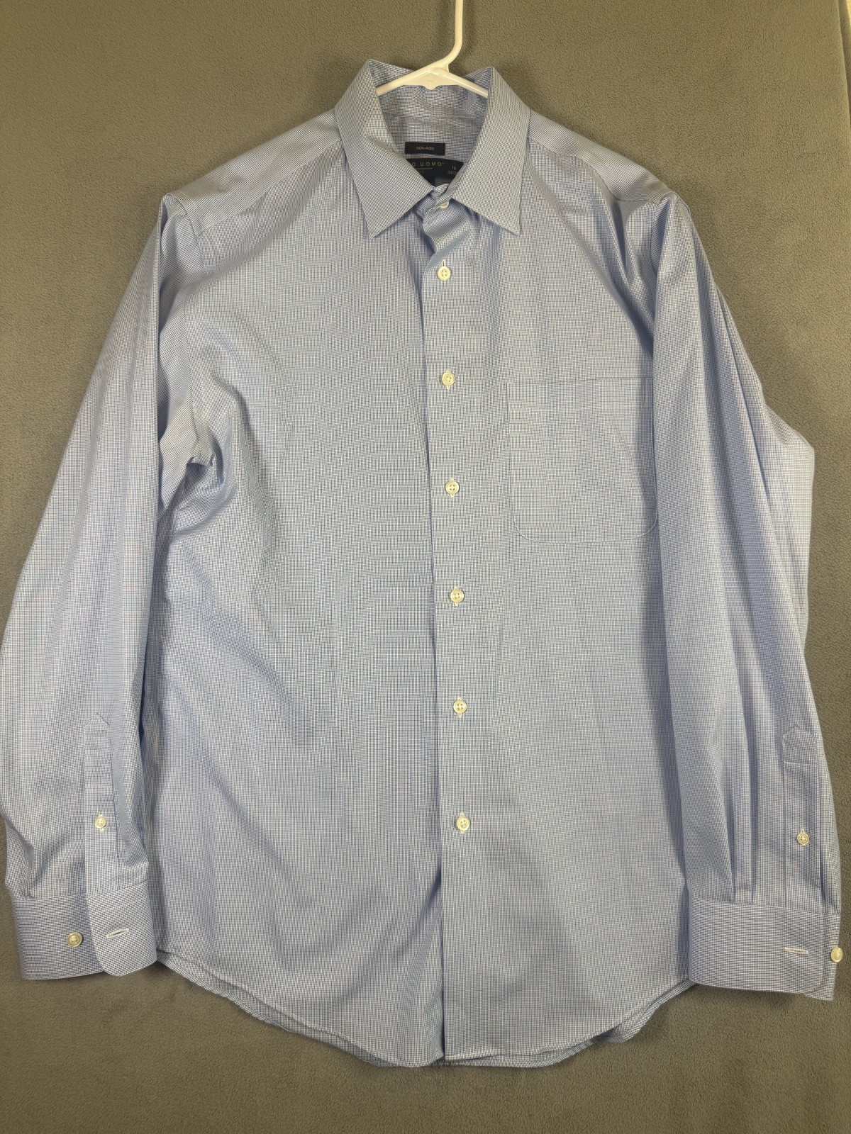 Pronto Uomo Men’s Button Down Shirt Long Sleeve Sz. 16 34/35 Blue