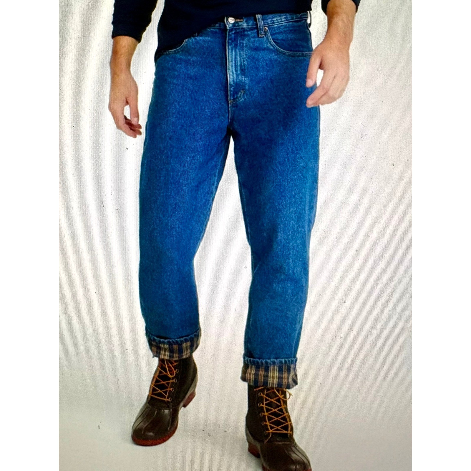 LL Bean Relaxed Fit Flannel Lined Jeans Mens 36×29.5 Blue 100% Cottton Denim