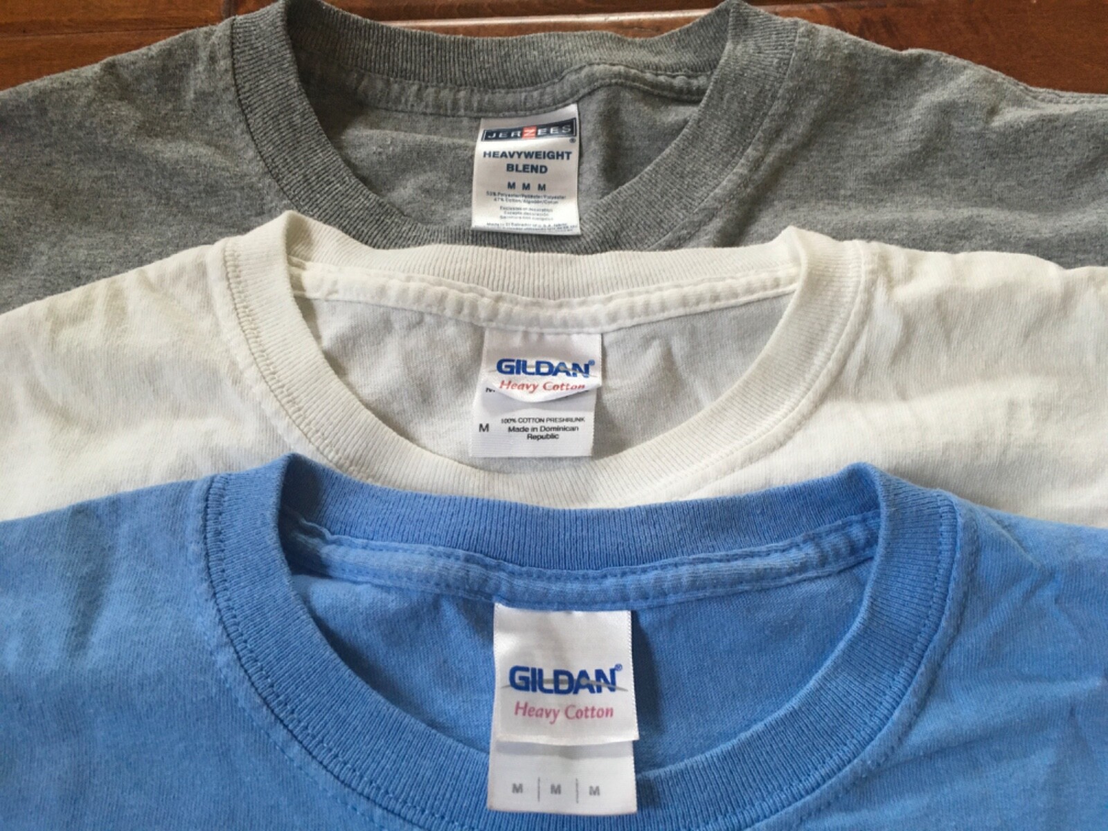 Lot of 3 Jerzees, Gildan Size Medium T Shirts Short Sleeves.