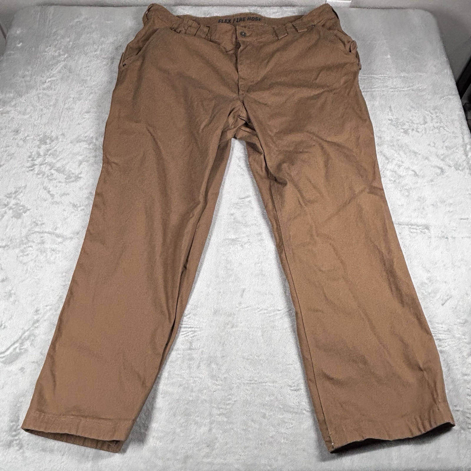 Duluth Trading Flex Fire Hose Pants Men’s 44×31 (Tag 46×32) Brown Canvas