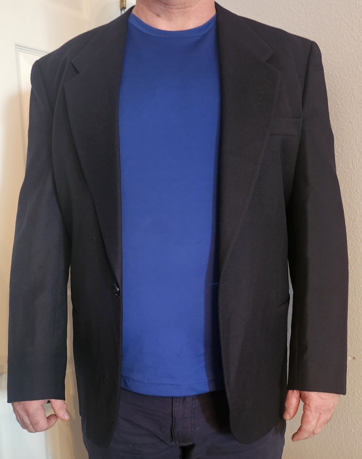 Giorgio Armani Black Pure Virgin Wool Blazer Sport Coat 44L Made Italy Mens