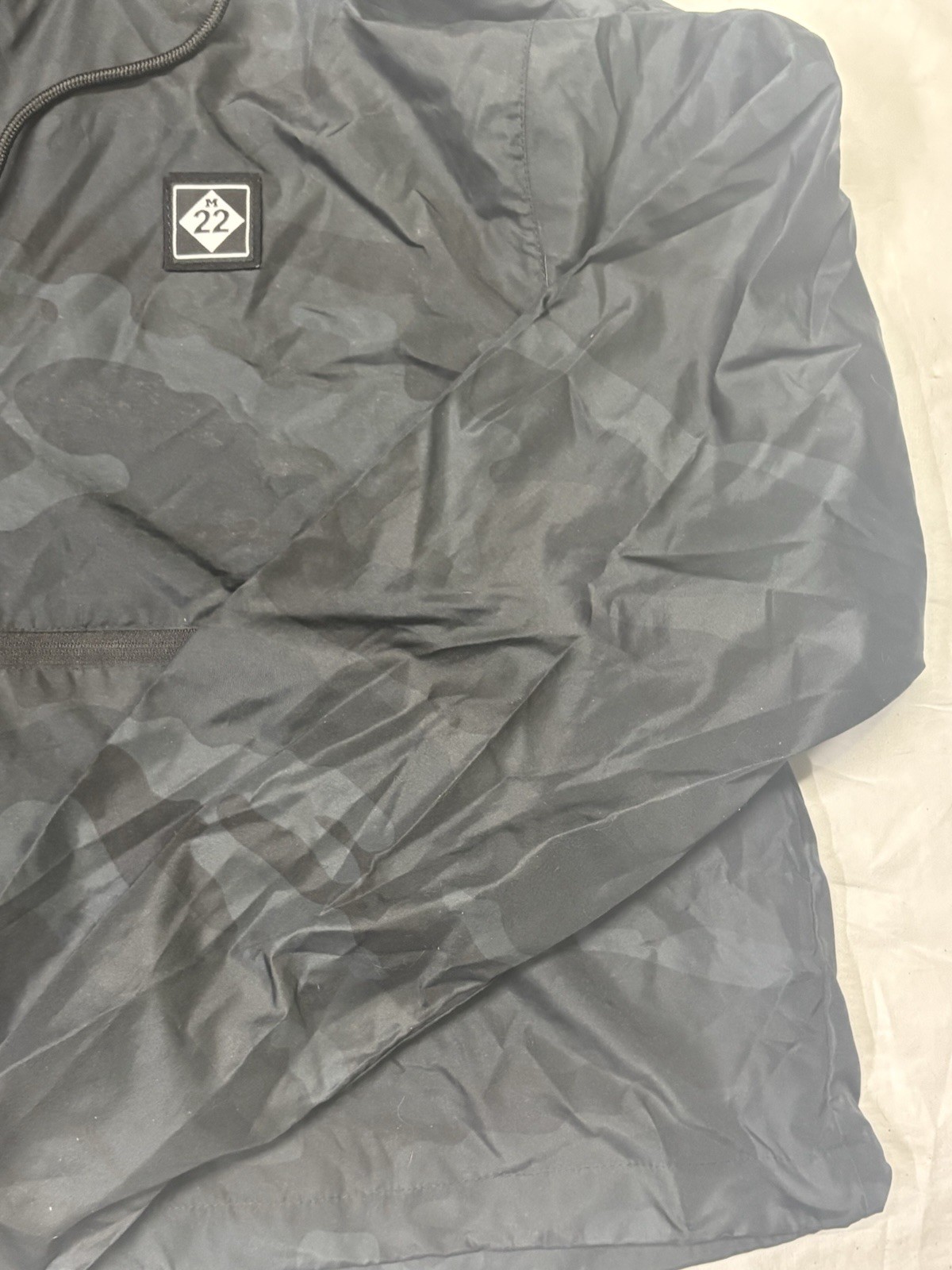 M22 Men’s Hooded Half Zip Anorak Jacket Black Gray Camo Outdoor XL