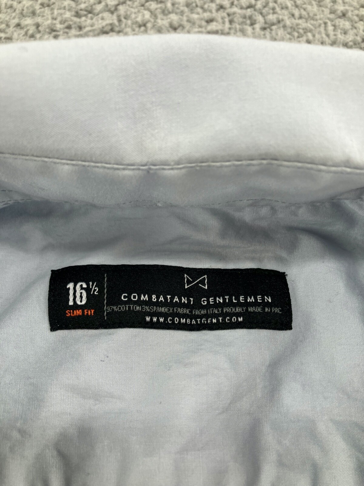 Combatant Gentlemen Shirt Mens 16.5 Gray Slim Fit Button Up Long Sleeve Adult