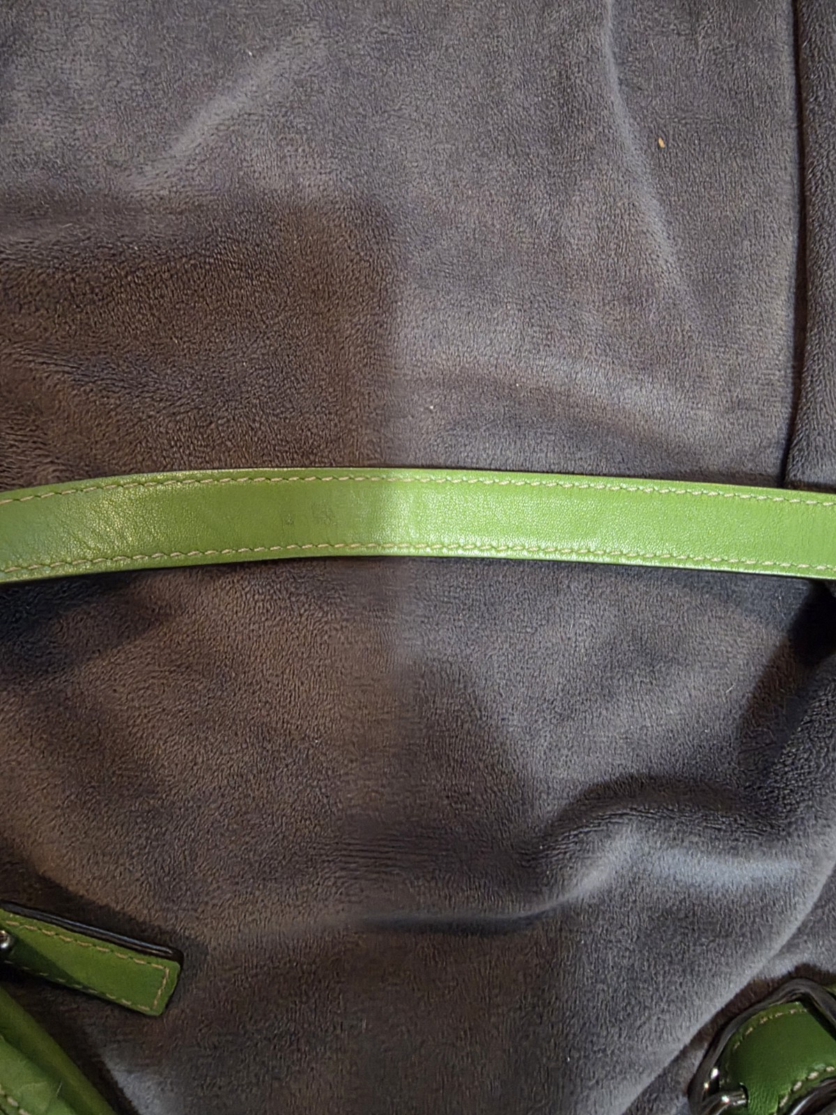 Vintage Coach Heritage Stripe hobo bag in a lime green & white signature canvas