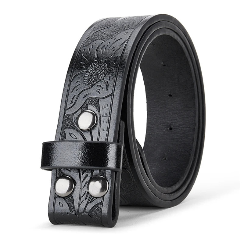 3.8Cm Belts without Buckle Pu Leather Belt Body No Buckle Strap for Smooth Buck