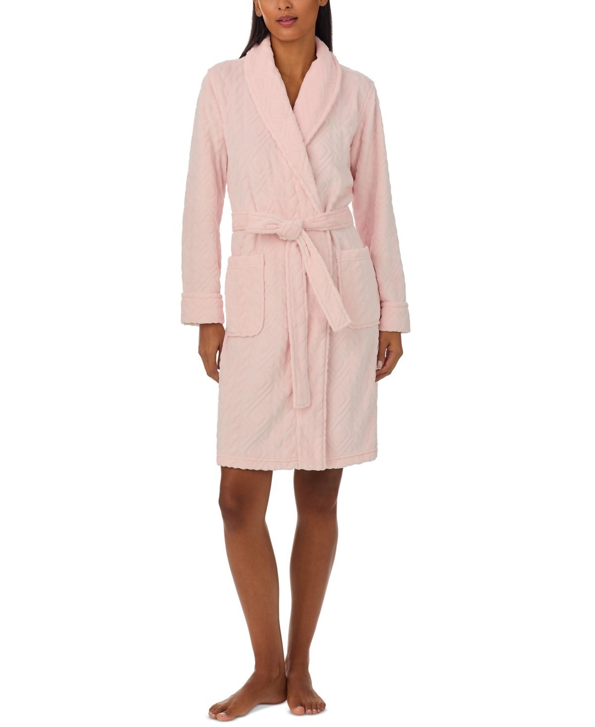 Ralph Lauren Womens Long Sleeve Shawl Collar Robe Size M In pink