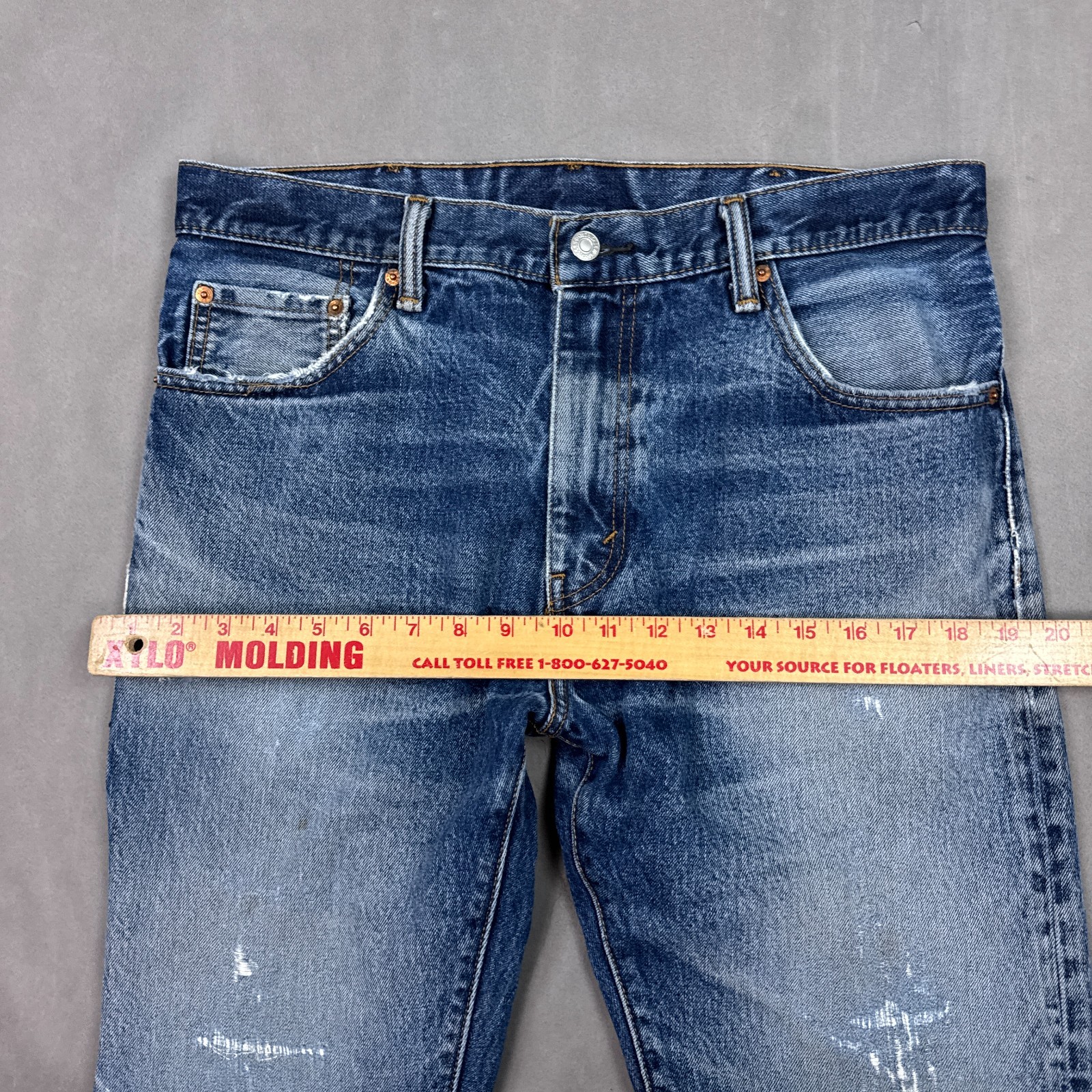 Levis 517 Jeans Mens 34×29 Blue Bootcut Denim Pants Repaired Faded Distressed