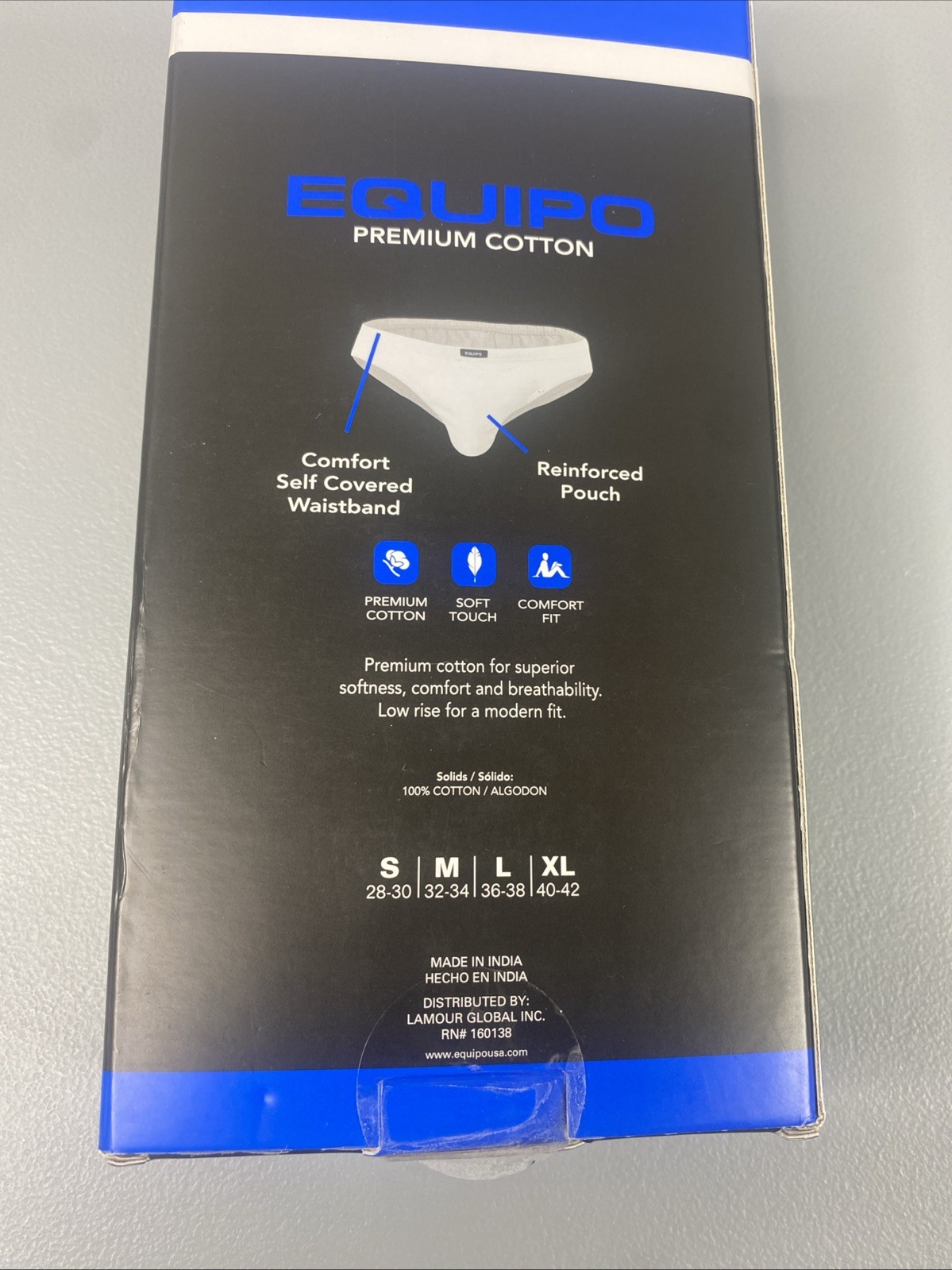 EQUIPO 5PK Bikini Briefs Large White Premium Cotton Comfort Fit Underwear 36-38