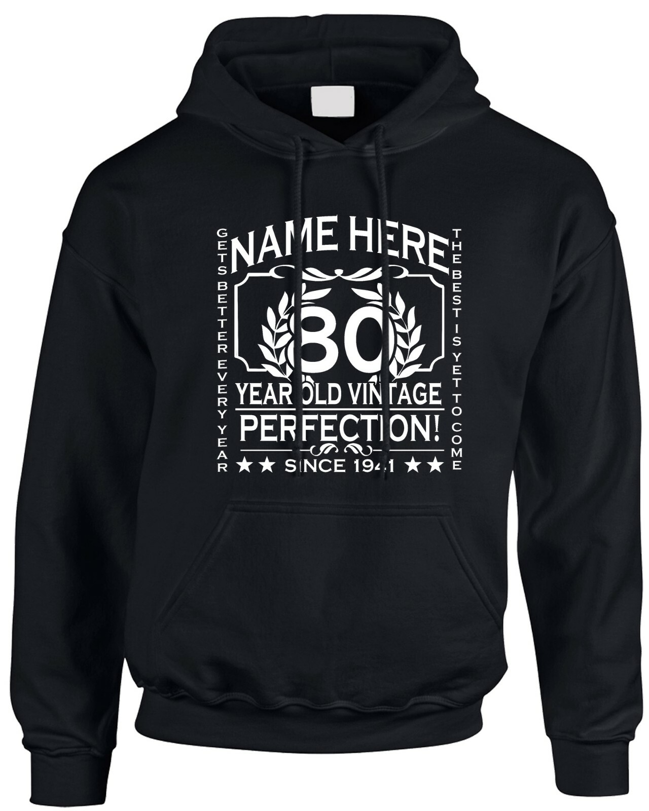 80th Birthday Hoody Hoodie Personalised Customise Year Name Age 75th 35th 55th