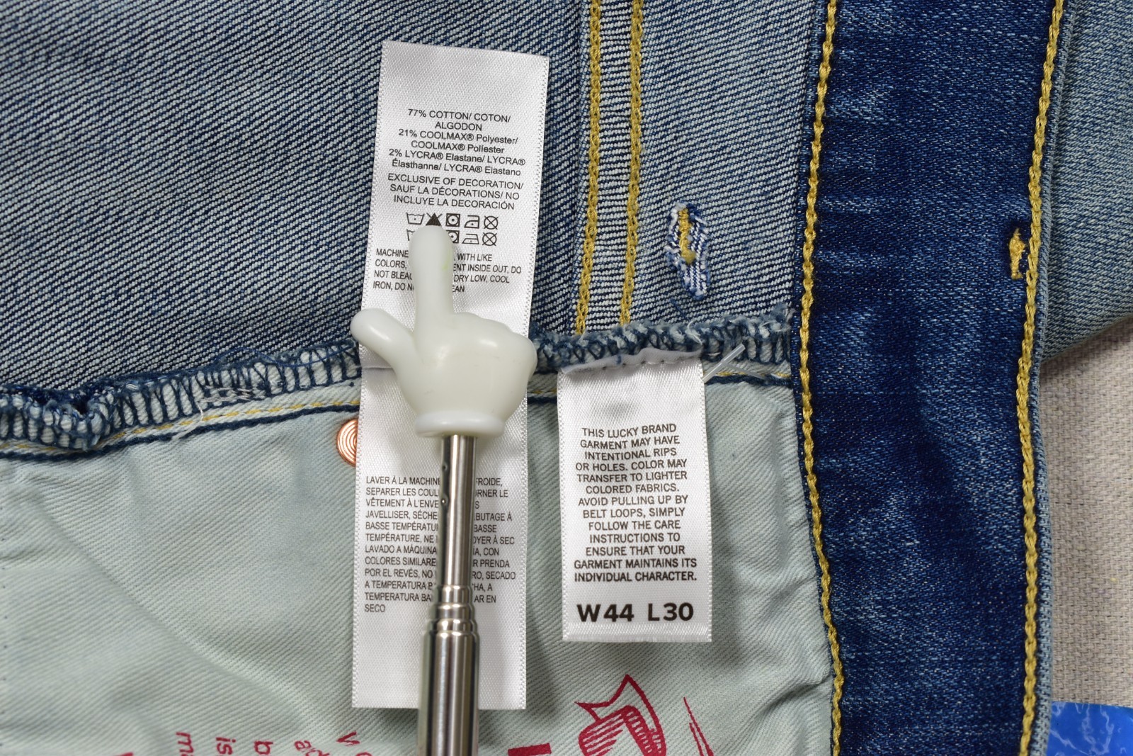 Lucky Brand Men’s 181 Relaxed Blue Denim Jeans Zip Cool Max Cotton 44×30 NEW