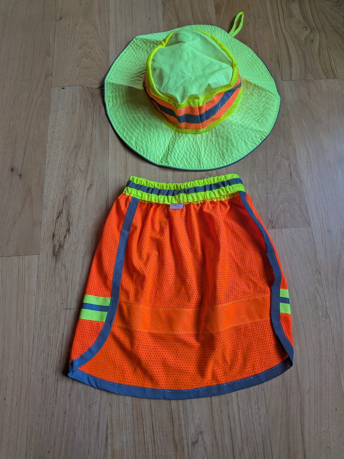 Wide brim safety boonie cover hat with neck protector neon yellow orange