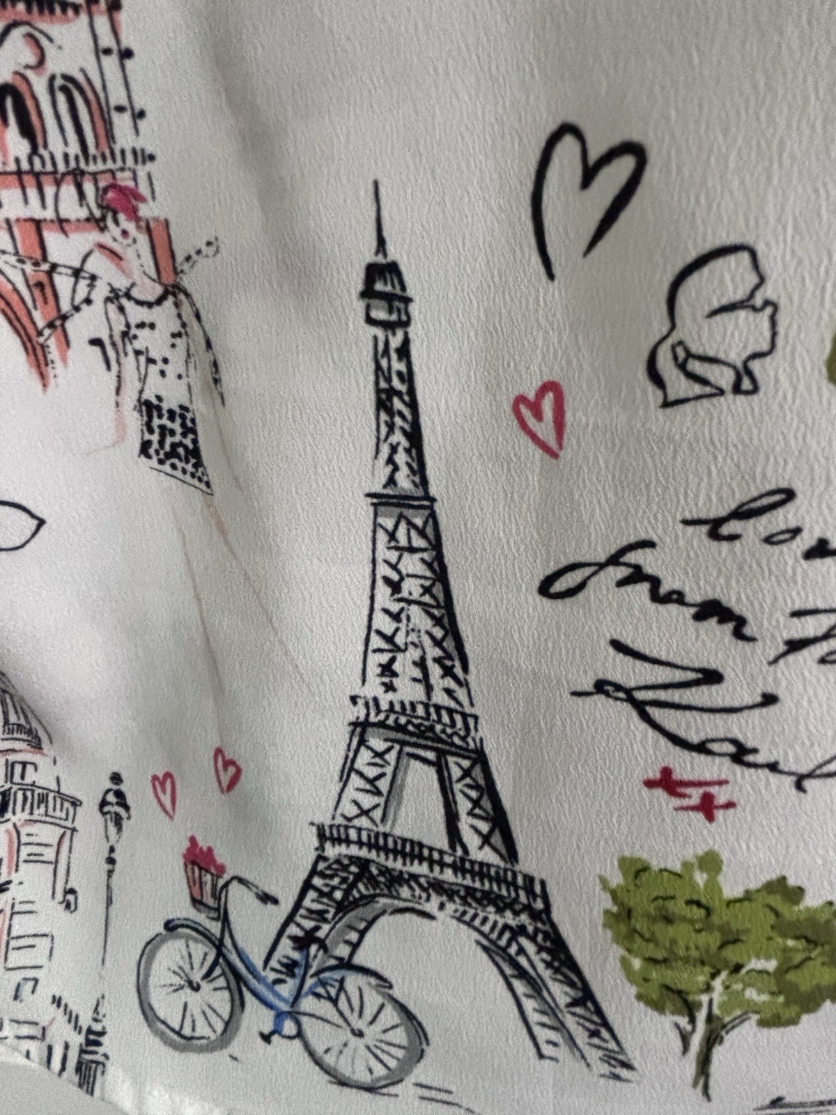 KARL LAGERFELD PARIS Women’s Button-Up Shirt Collared Paris Print White M