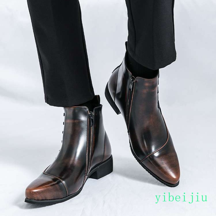 Men’s Chukka Side Lace Ankle Boots Leather Business Banquet Dress Shoes Vintage