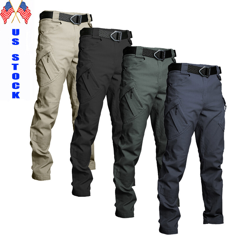 US Tactical Combat Water Resistant Pants Mens Work Cargo Trousers Outdoor Pant