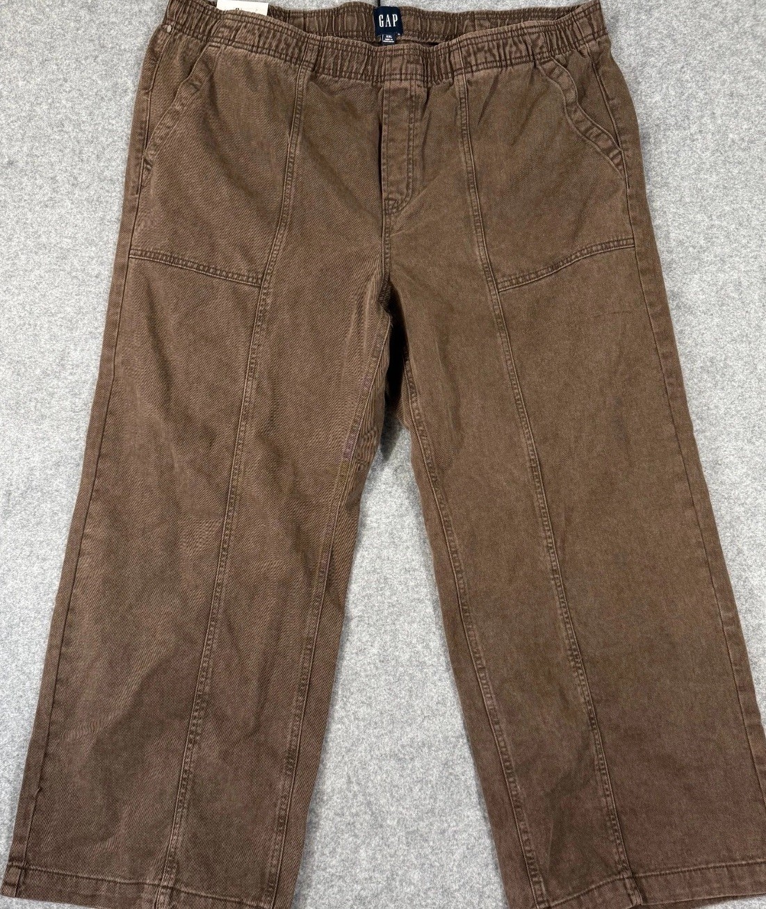 Gap Pull On Pants Womens 2XL Brown Straight Leg Elastic Waist Flat Front NWT