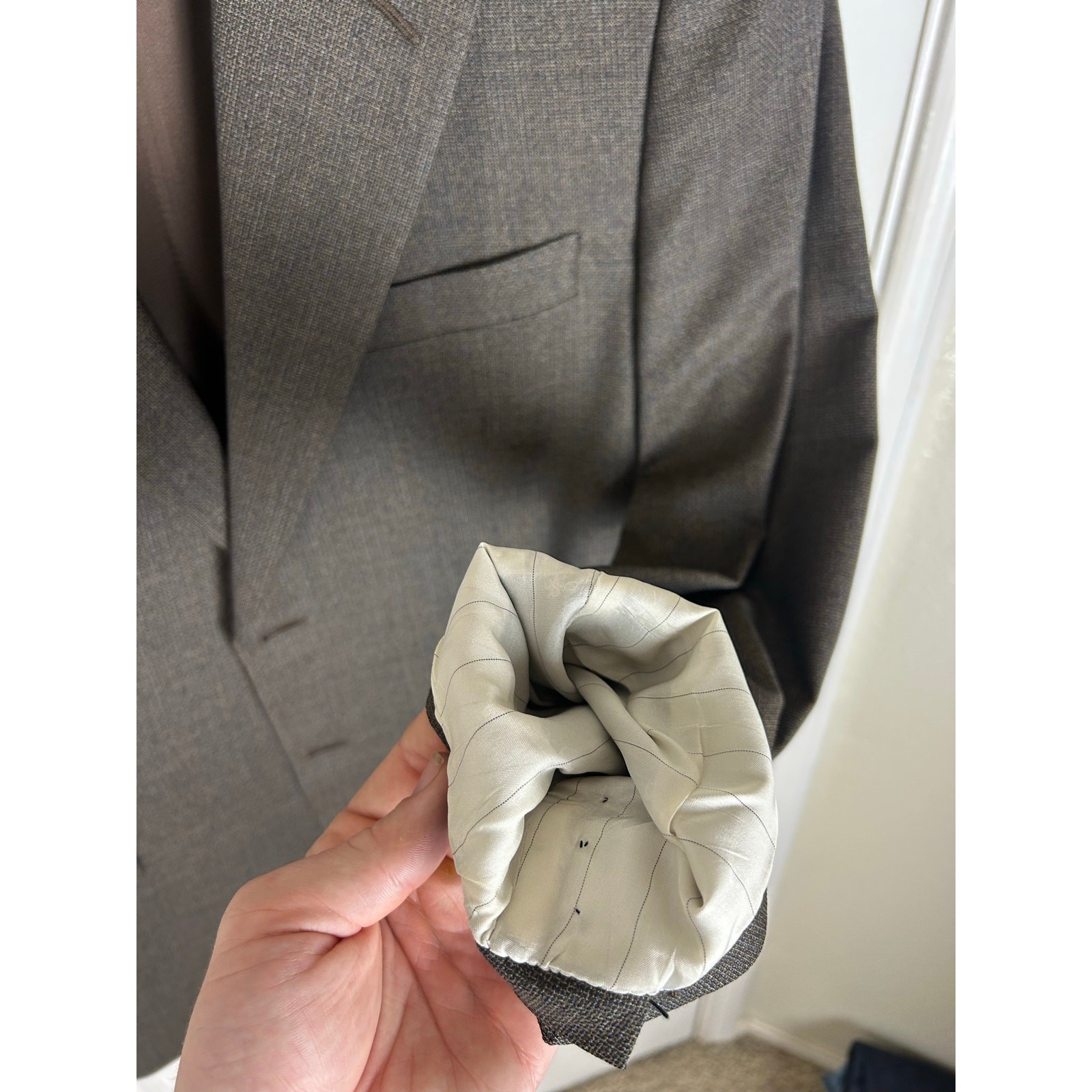 Canali Blazer — Charcoal/Brown Birdseye, Super 120s Wool