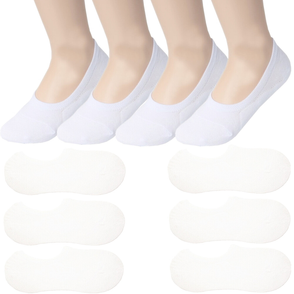 3-12 Pairs Womens Ankle Boat Liner Invisible Solid White No Show Cotton Socks