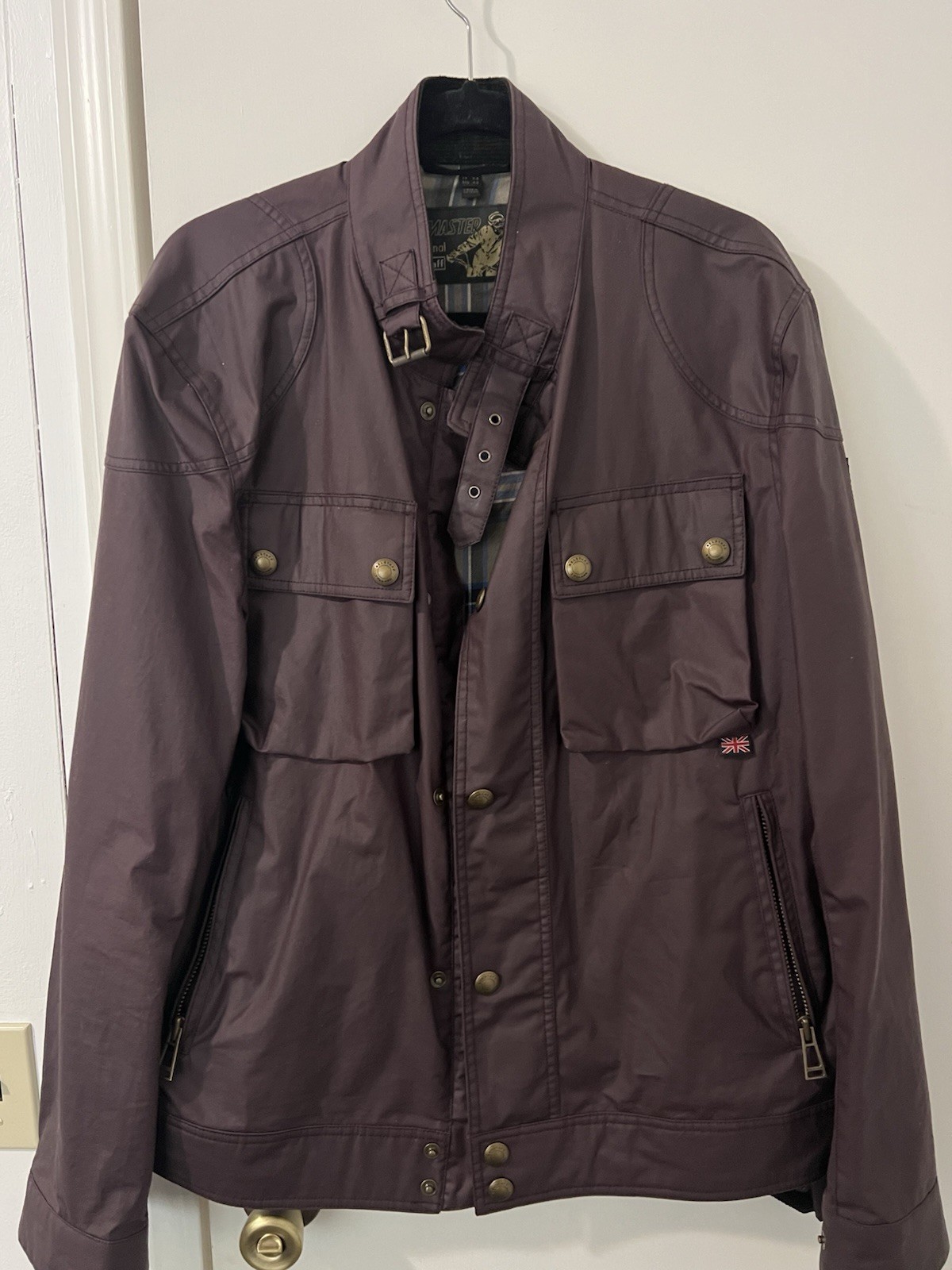 Belstaff Men’s Maroon Racemaster Waxed Cotton Jacket Size 44US