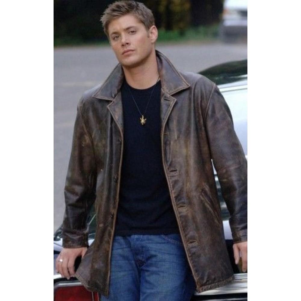 Supernatural Dean Winchester Leather Jacket Jensen Ackles Brown Cosplay Coat