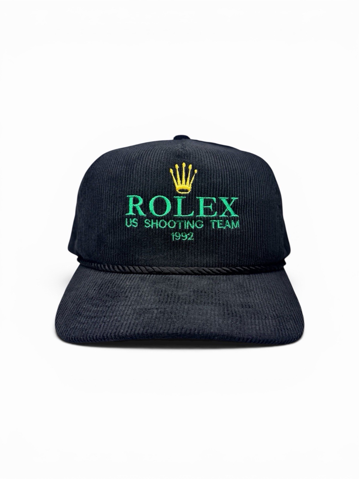Vintage Rolex Embroidery Corduroy Black Rope Trucker SnapBack