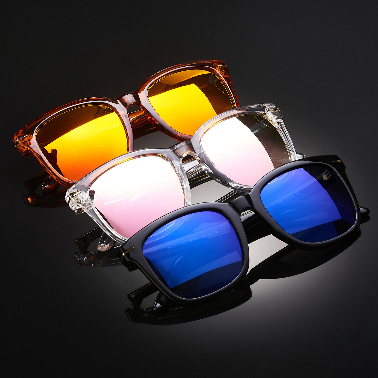 Xagger Square Polarized Mirrored Sunglasses for Women Colorful Neon 80s Retro