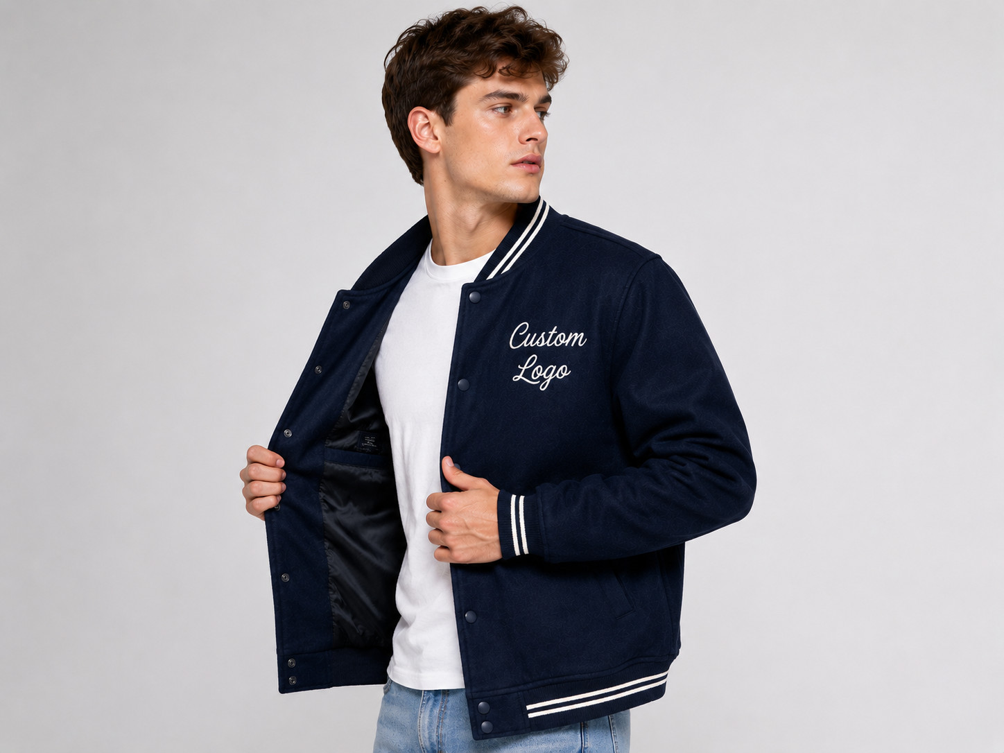 Men’s Varsity Jacket Black White Letterman Baseball Bomber Jacket Casual College