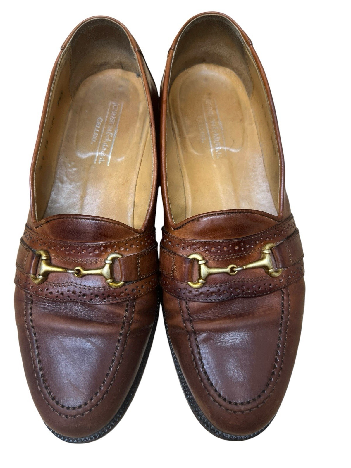 Johnston & Murphy Cellini Mens 9.5 M Tan Brown Leather Bit Loafers Made In Italy