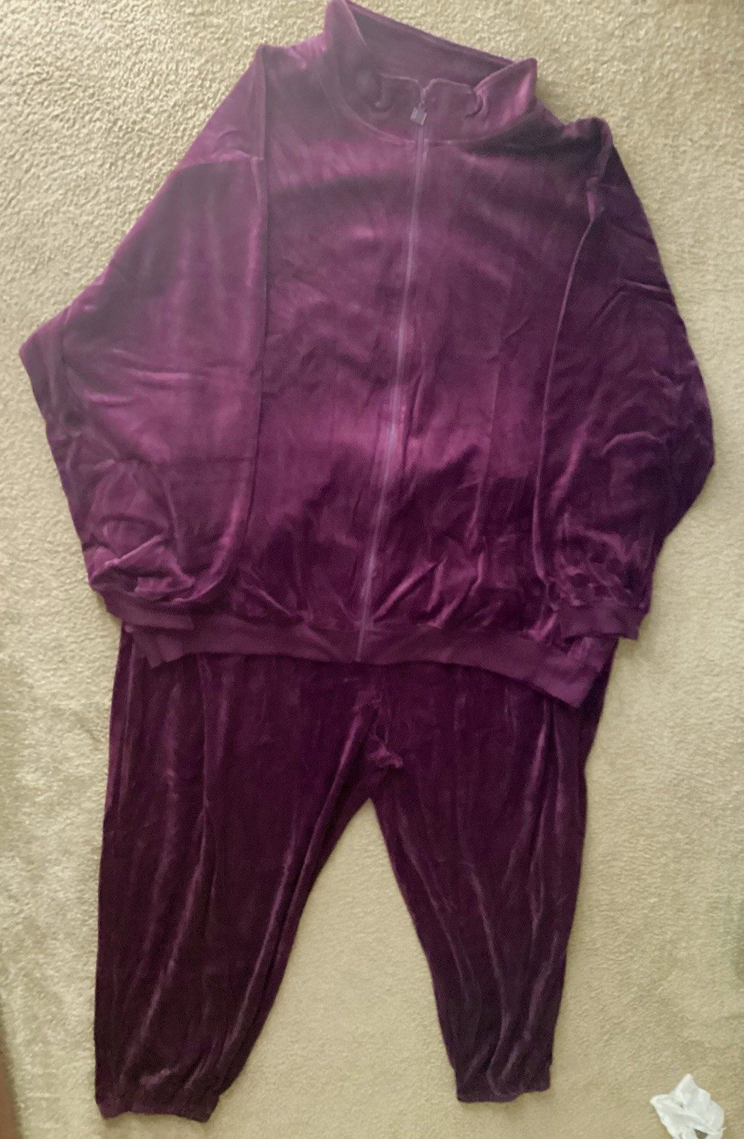Women’s 2-Piece Purple Velour Pants Set Size 6XL New King Size