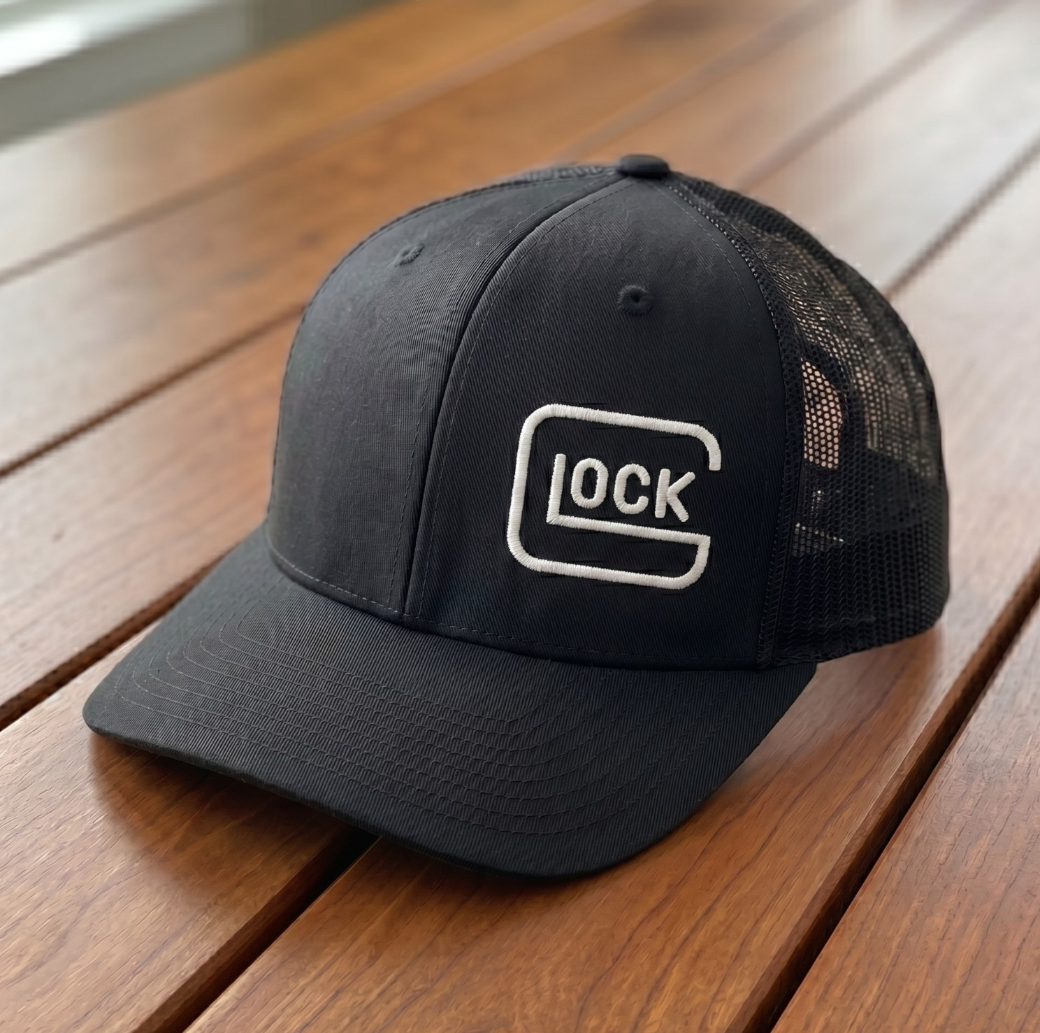 Glock Logo Embroidered Trucker Hat Mesh Back Classic Cap Black Mesh