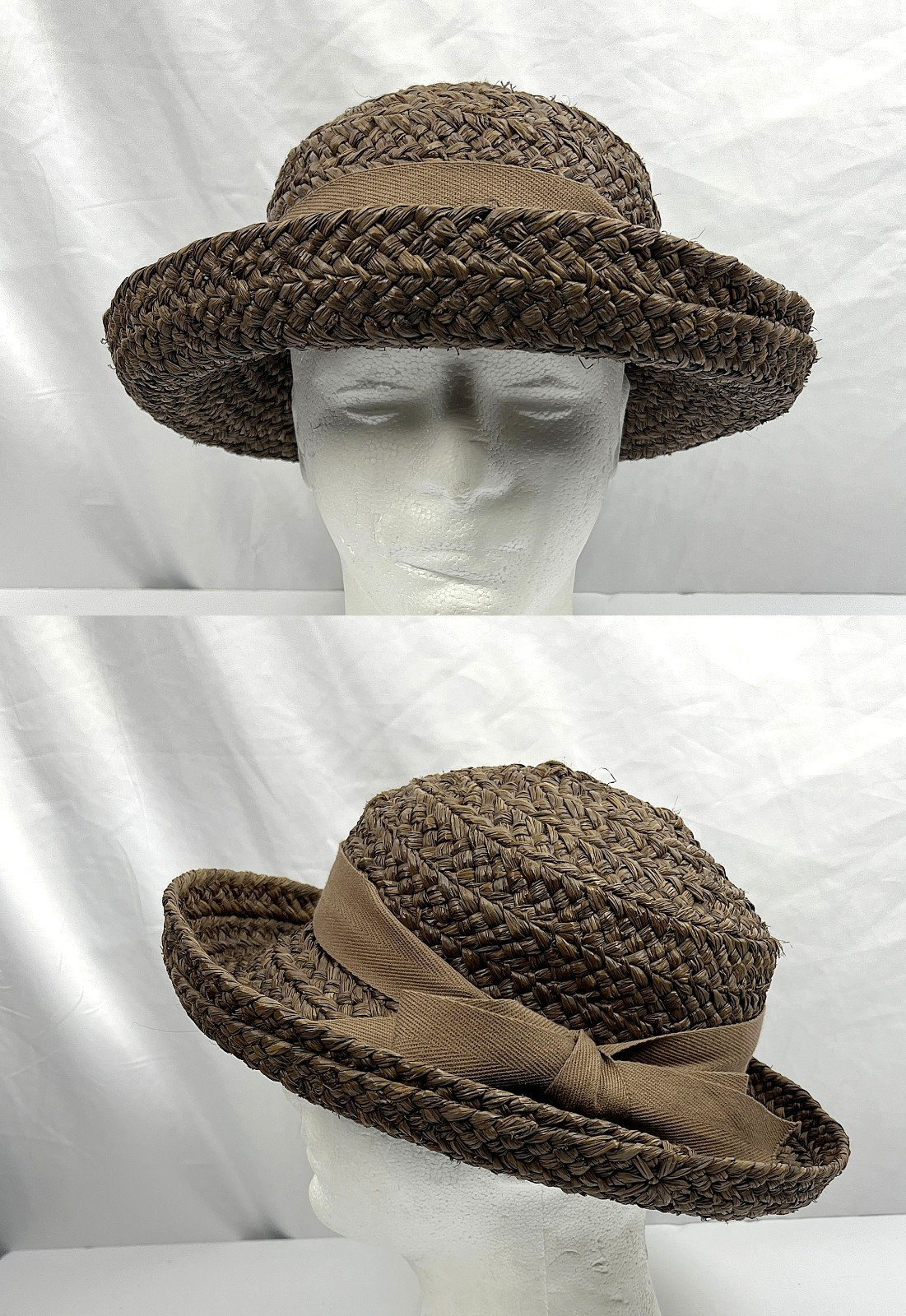Kaminski Australia Dark Brown Raffia Sun Hat Handmade in Madagascar Women’s OS