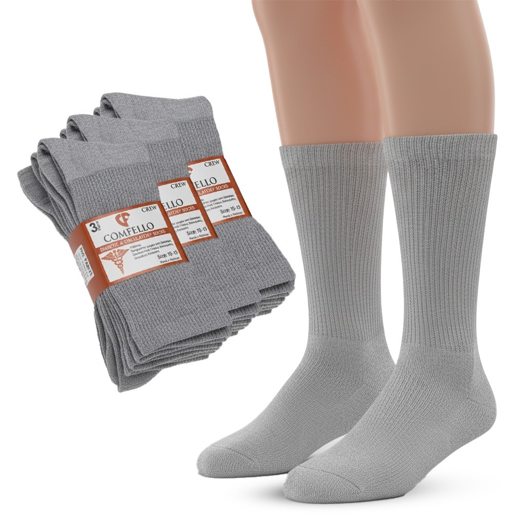 3 6 12 Pairs Diabetic Crew Socks Mens Circulatory Health Non Binding 9-11 10-13