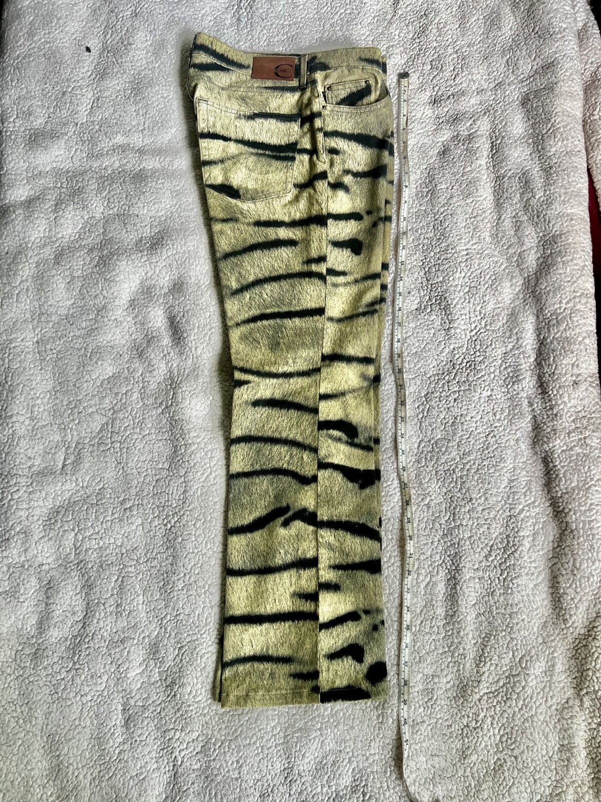 Vintage 2000 Just Cavalli Zebra Print Denim Wide Leg Pants US size 36 /30 inseam