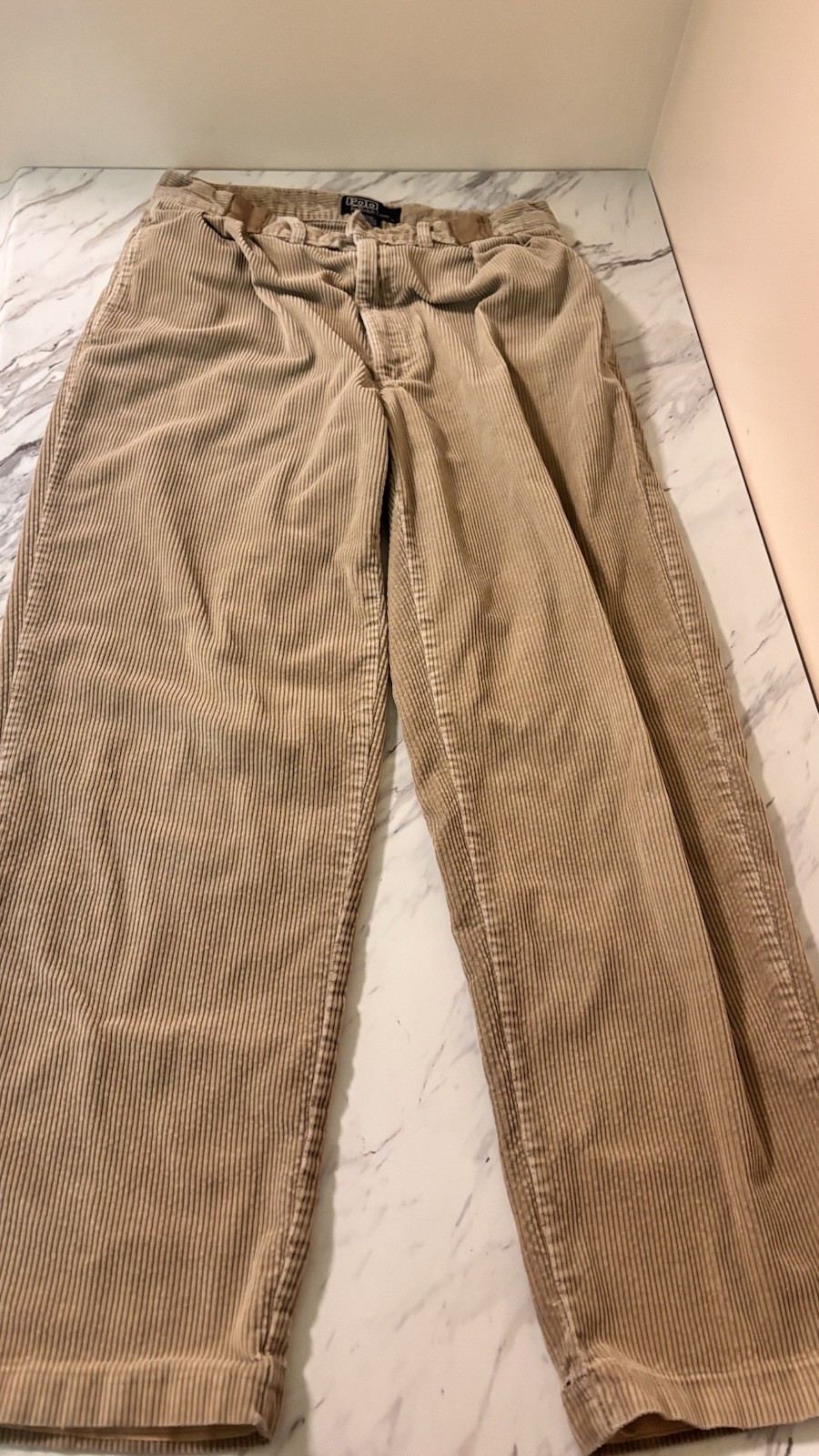 Polo Ralph Lauren Polo Cords Beige Corduroy Pleated Straight Pants 30W