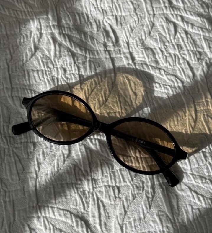 Oval Sunglasses Black Plastic Frame Brown Tinted Plastic Lenses Solid