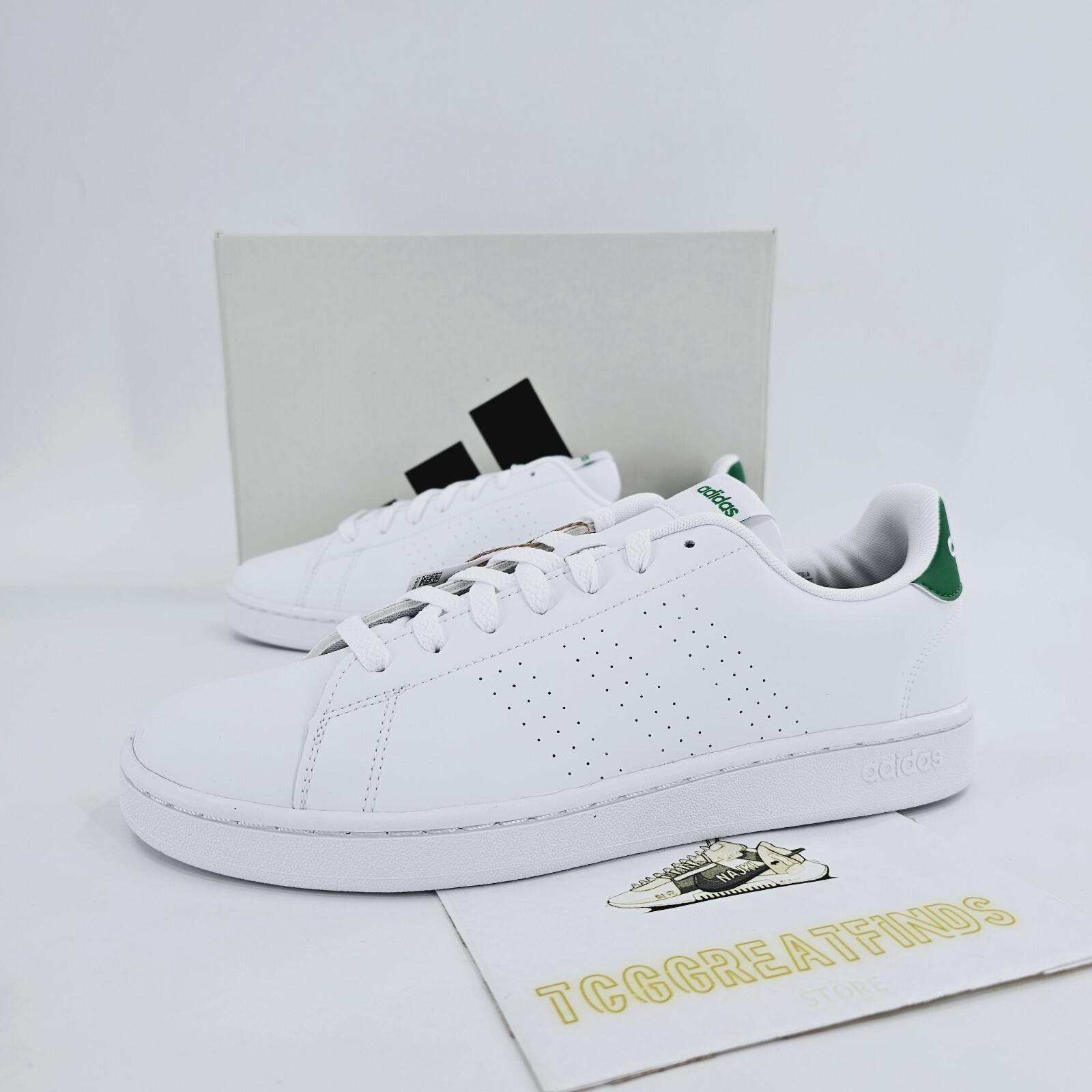 Adidas Advantage Tennis Mens Size 10 Shoes White Green Activewear NEW