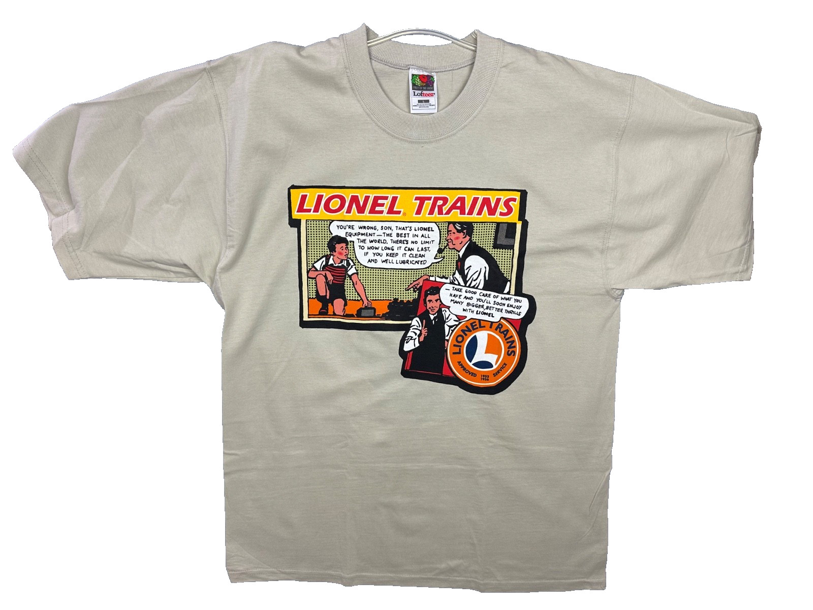 Lionel Trains Graphic T-Shirt Sz L 100% Cotton Father & Son Talking