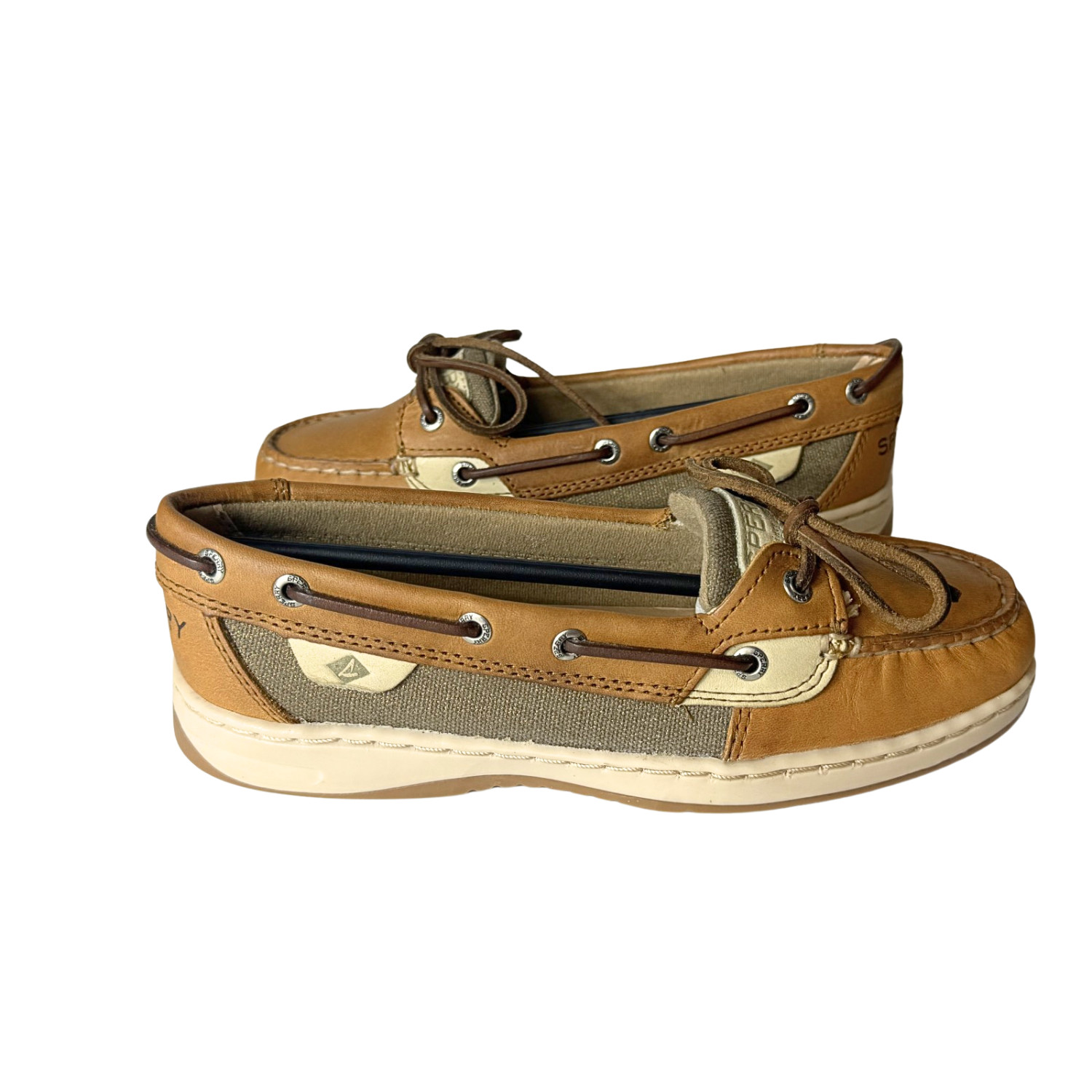 Sperry Women’s Angelfish Varsity Comfortable Regular Boat Shoe, Natural, Sizes